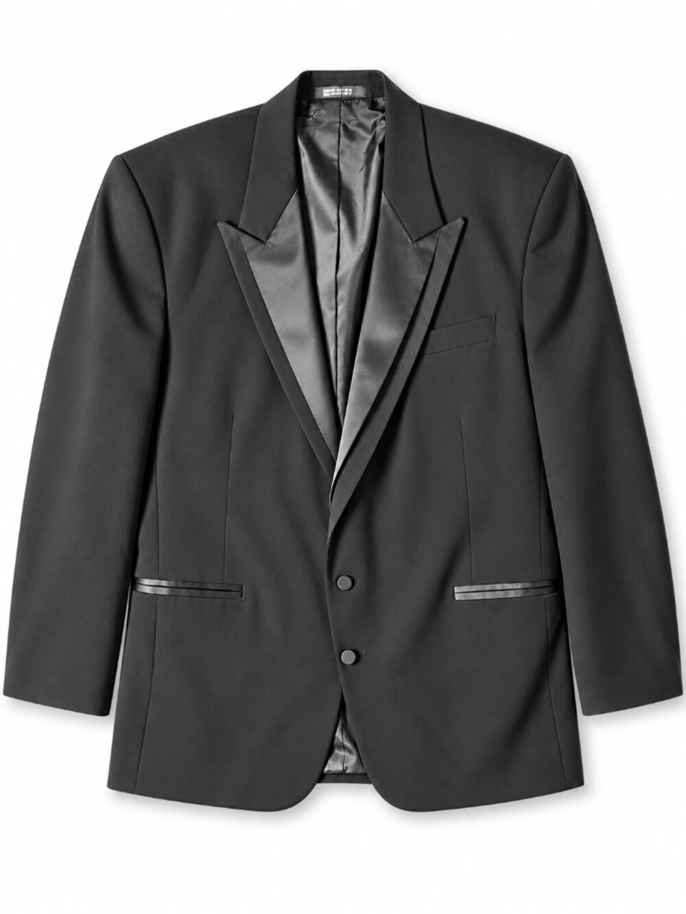 Vintage Oscar de la Renta Black Peak Lapel Tuxedo Jacket Formal 46L USA Made